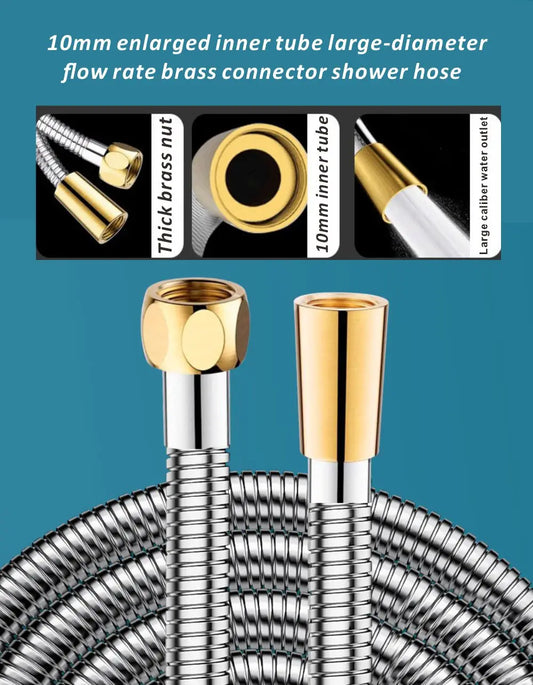 Flexible Stainless Steel Shower Hose 1.5/2/3M | 10mm Large Flow Shower Hose Oasis Select