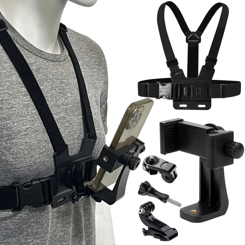 Phone & Action Camera Chest Strap Mount | 360° Clip