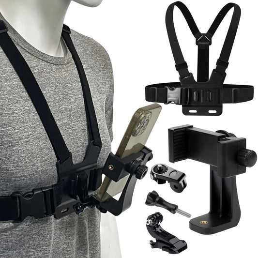 Phone & Action Camera Chest Strap Mount | 360° Clip Camera Chest Mount Oasis Select