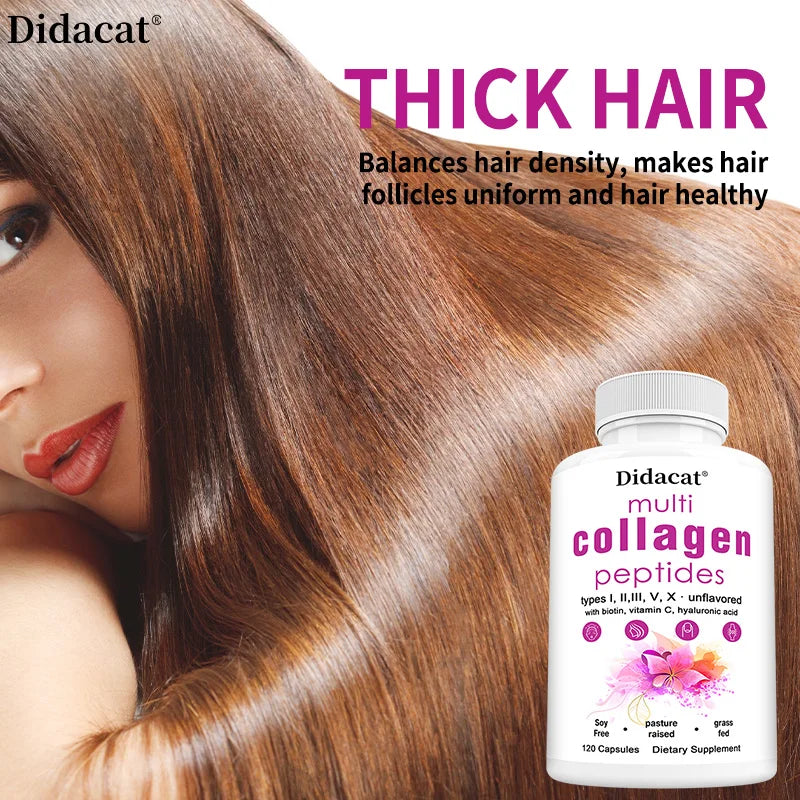 Multi-collagen Peptides - Anti-aging, Brightening Skin Tone, Firming Skin, Hair, Nail, Skin, and Joint Health Supplements Peaceful Pleasures Health and Wellness