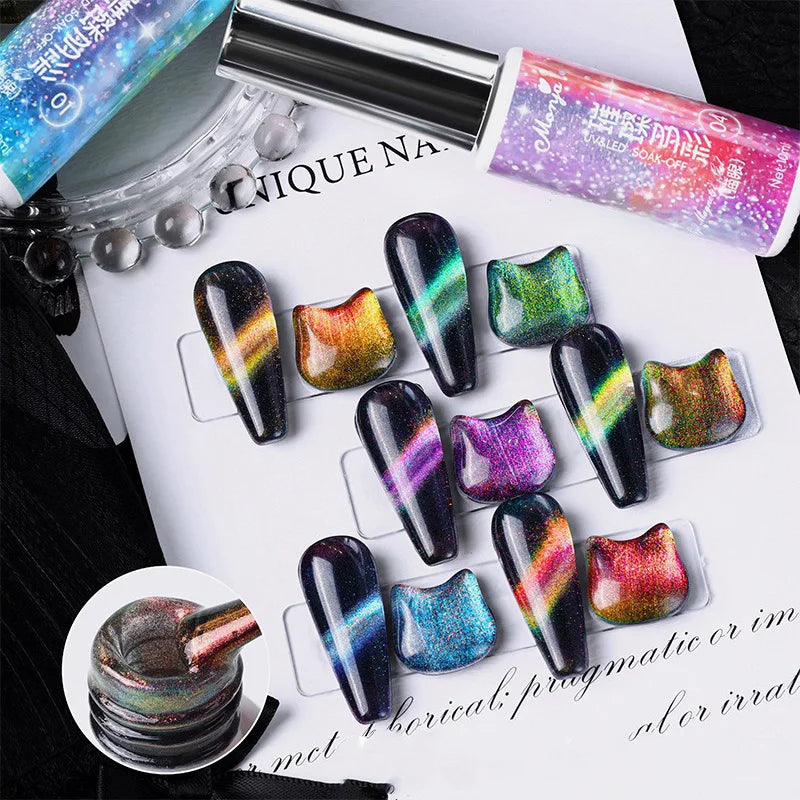 Dual-Color Rainbow Cat Eye Magnetic Gel Polish 10ml