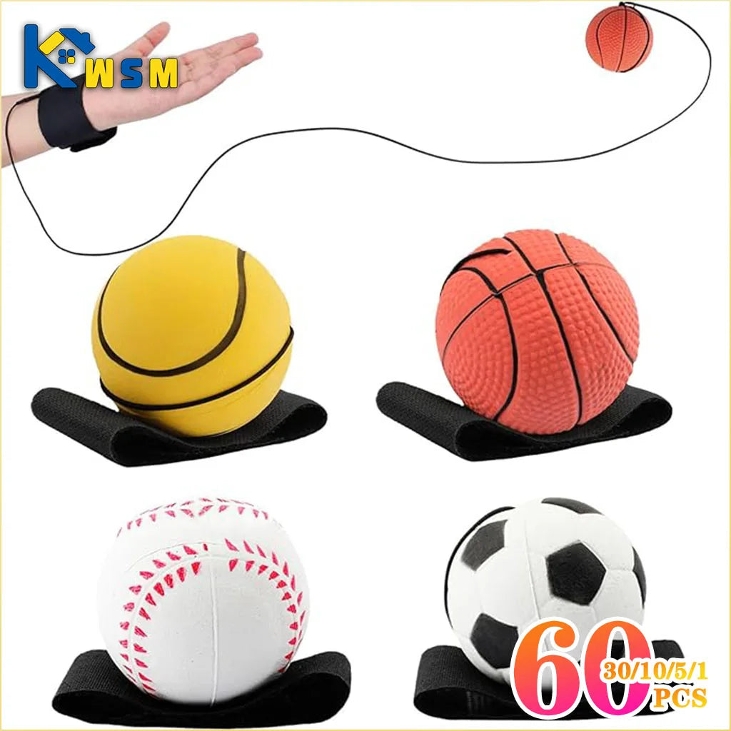 Elastic Wrist Swing Ball Toy | PU Rubber Rebound Ball w/ Strap