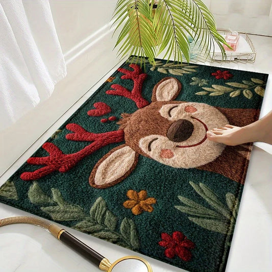 Christmas Tree Santa Claus Elk Christmas Entry Door Floor Mat Festive Decorations Carpet Bathroom Anti-slip Mat Entrance Doormat Peaceful Pleasures Health and Wellness