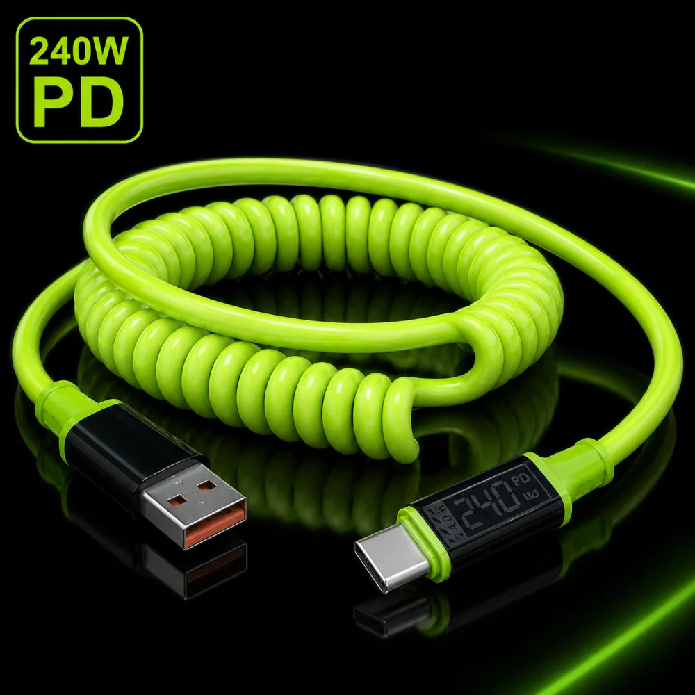 240W Retractable USB-C Fast Charge Cable | iPhone & Samsung