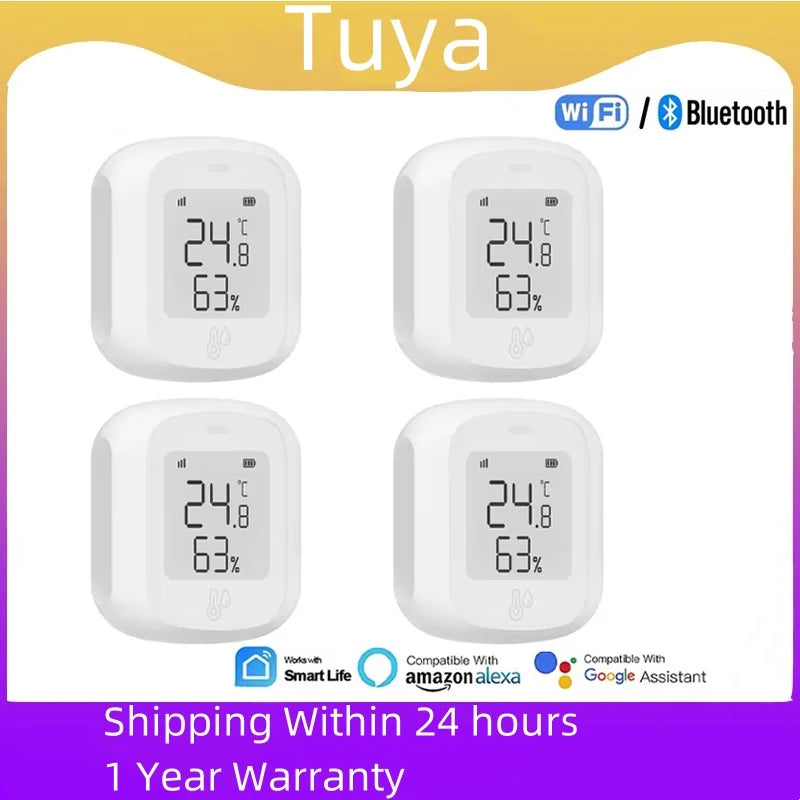 Tuya ZigBee / WIFI Temperature And Humidity Sensor LED Screen Smart Home Linkage Thermo-hygrome Google Home Alexa Voice Control Peaceful Pleasures Health and Wellness