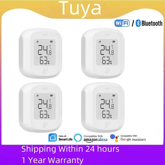 Tuya ZigBee / WIFI Temperature And Humidity Sensor LED Screen Smart Home Linkage Thermo-hygrome Google Home Alexa Voice Control Peaceful Pleasures Health and Wellness
