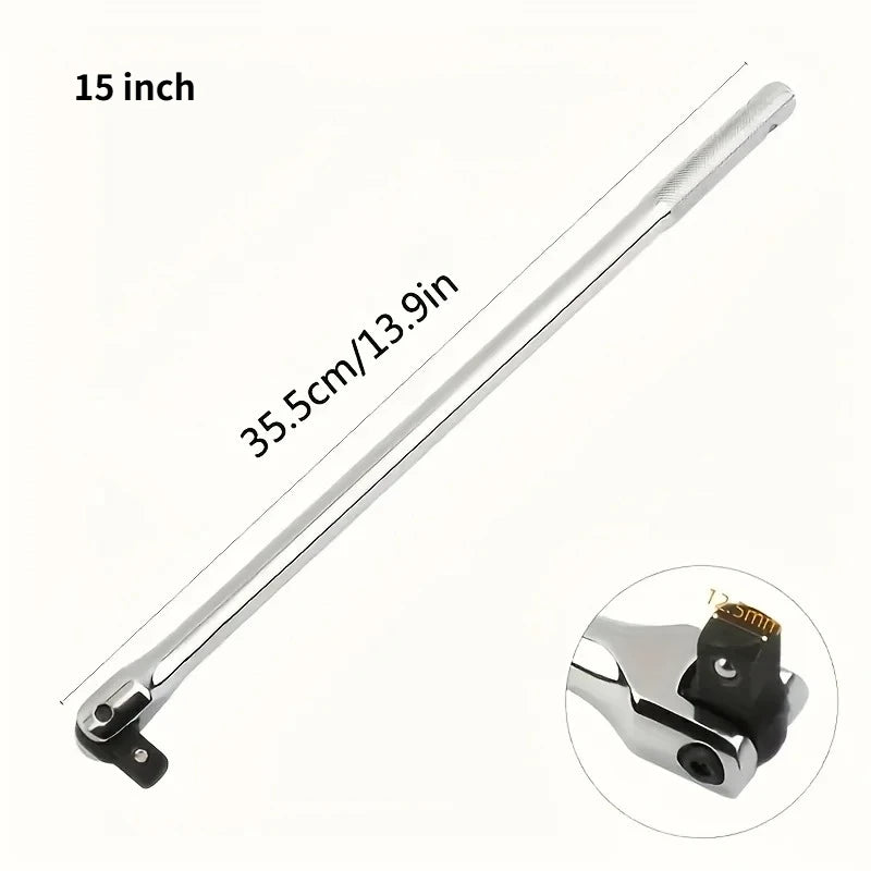 1/2" Drive Breaker Bar Rotating Flex Head Extension Professional CRV Steel Heavy Duty Wrench for Extra Torque Auto Repair Peaceful Pleasures Health and Wellness 15 inch