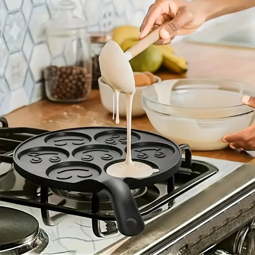7 Cup Smiley Face Pancake Pan 100% Non-stick Griddle Pancake Maker Pancake Crepe Frying Pan Griddle Mini Pancakes Maker Peaceful Pleasures Health and Wellness