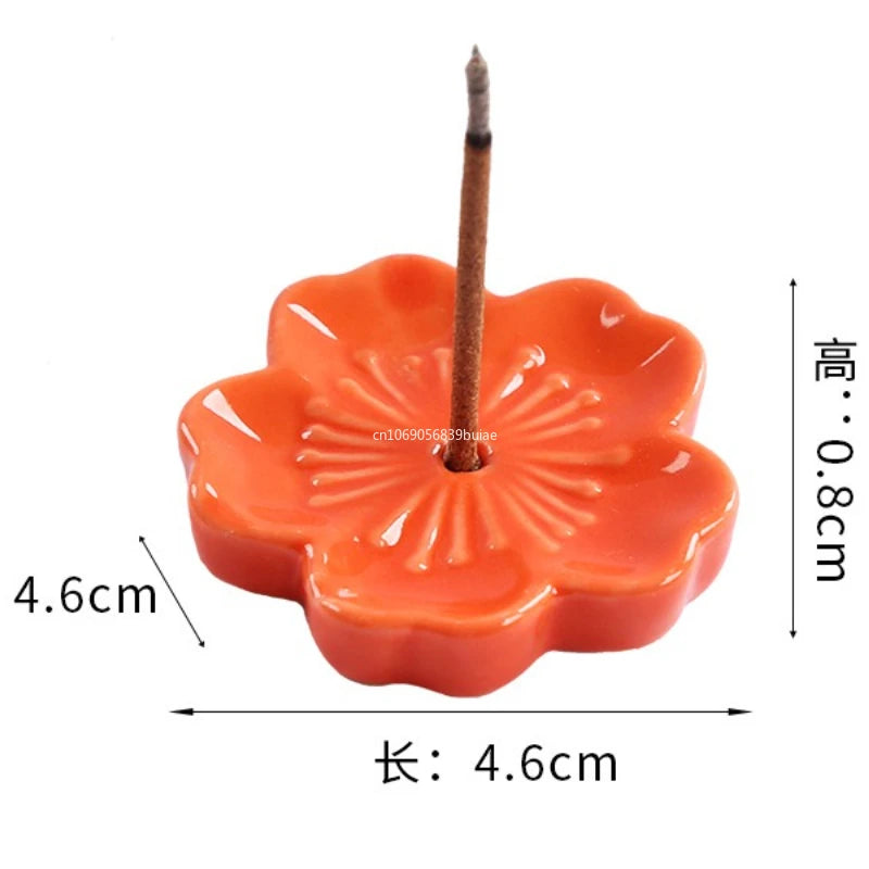 Ceramic Cherry Blossom Incense Holder Wax Melt Burner Holder Aromatherapy Office Teahouse Living Room Ornament Insence Burner Peaceful Pleasures Health and Wellness