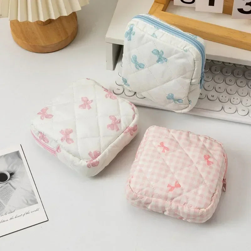 Heart Print Tampon & Sanitary Napkin Pouch | Feminine Organizer