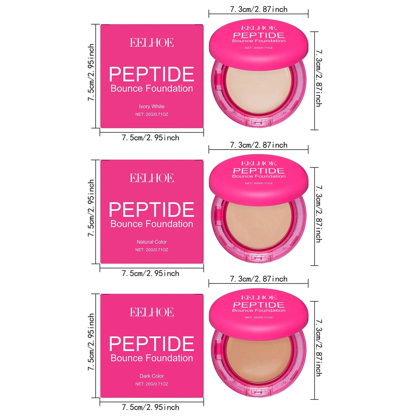 Peptide Bounce Balm Foundation Lasting Full Coverage Concealer Covers Spot Blemishes Brightening Oil Control Makeup Base Cream Peaceful Pleasures Health and Wellness