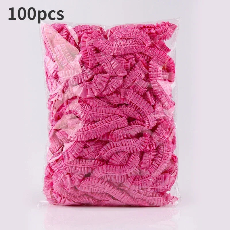 Disposable Shower Caps 100pcs – Waterproof Elastic PE Caps