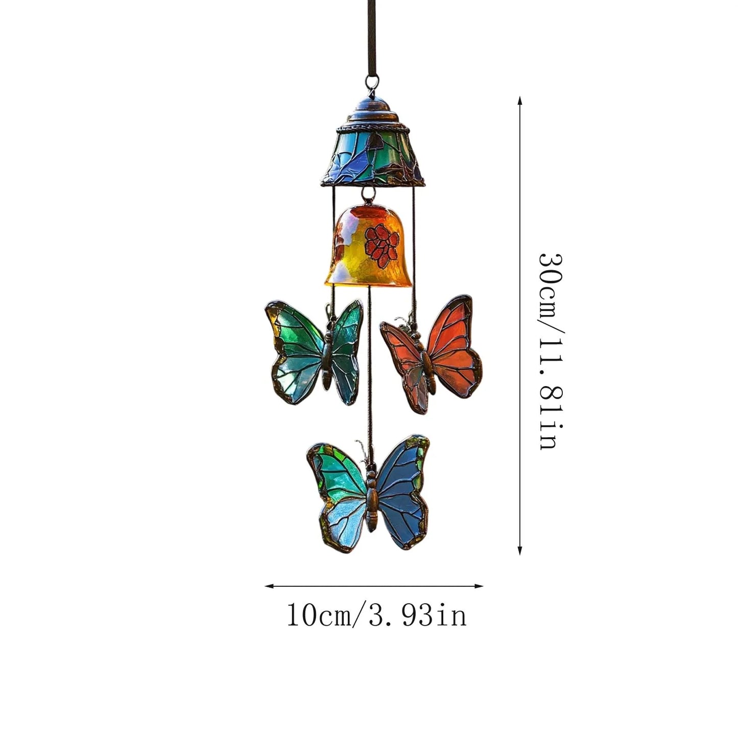 Stained Glass Butterfly Wind Chime | Garden & Patio Decor