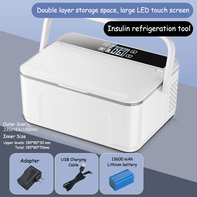 Portable Double-deck Insulin Refrigeration Box Car Mounted Household Travel Small Rechargeable Medicine Refrigeration Cold Tool Peaceful Pleasures Health and Wellness