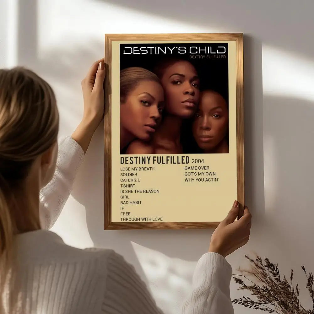 Band D-Destiny's Child Poster HD Self Adhesive Waterproof Wall Art Ideal for Home Office Dorm Bedroom Great Gift Peaceful Pleasures Health and Wellness White5 15X20cmNoframe