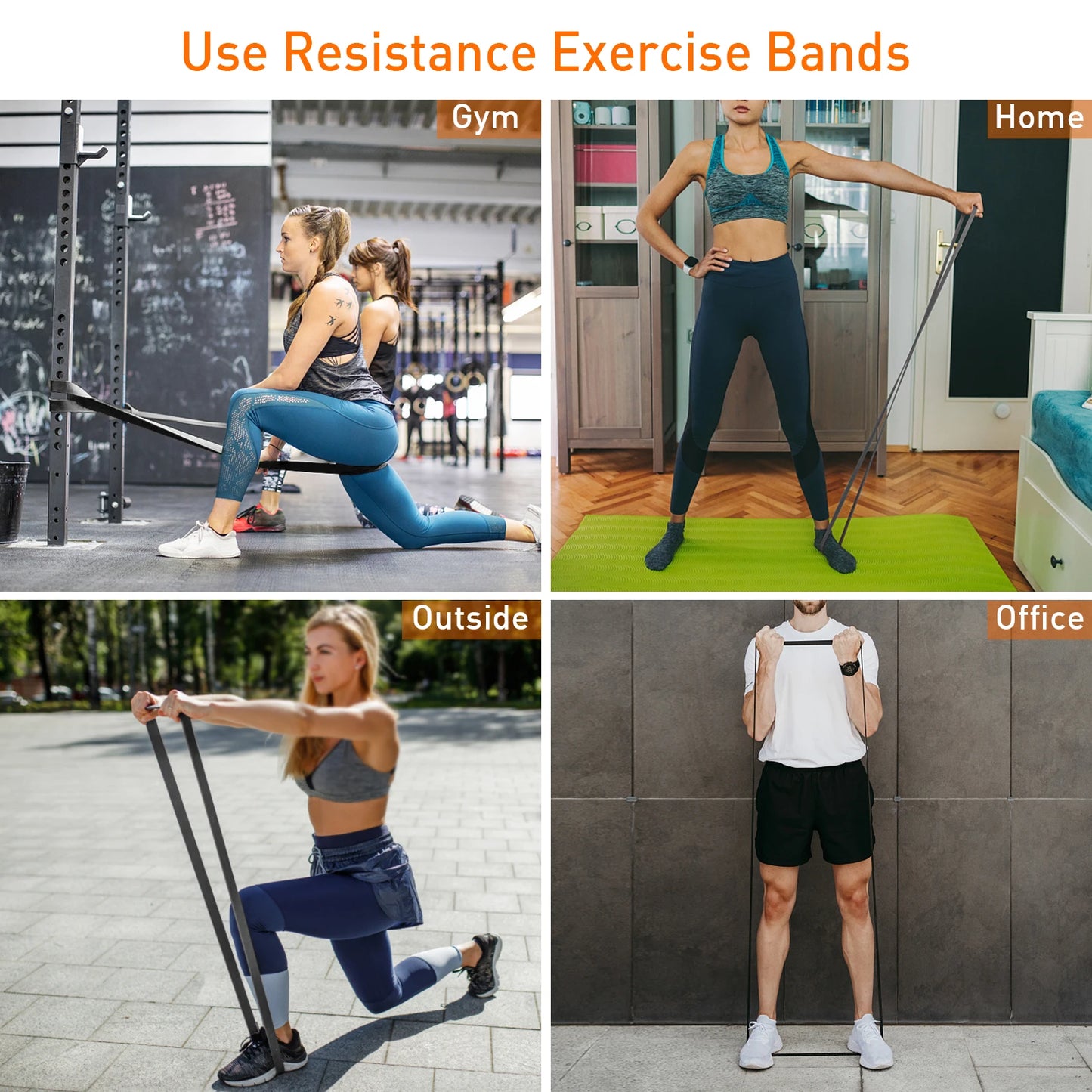 Lixada Powerlifting Workout Exercise Stretch Bands Carry Bag 5 Packs