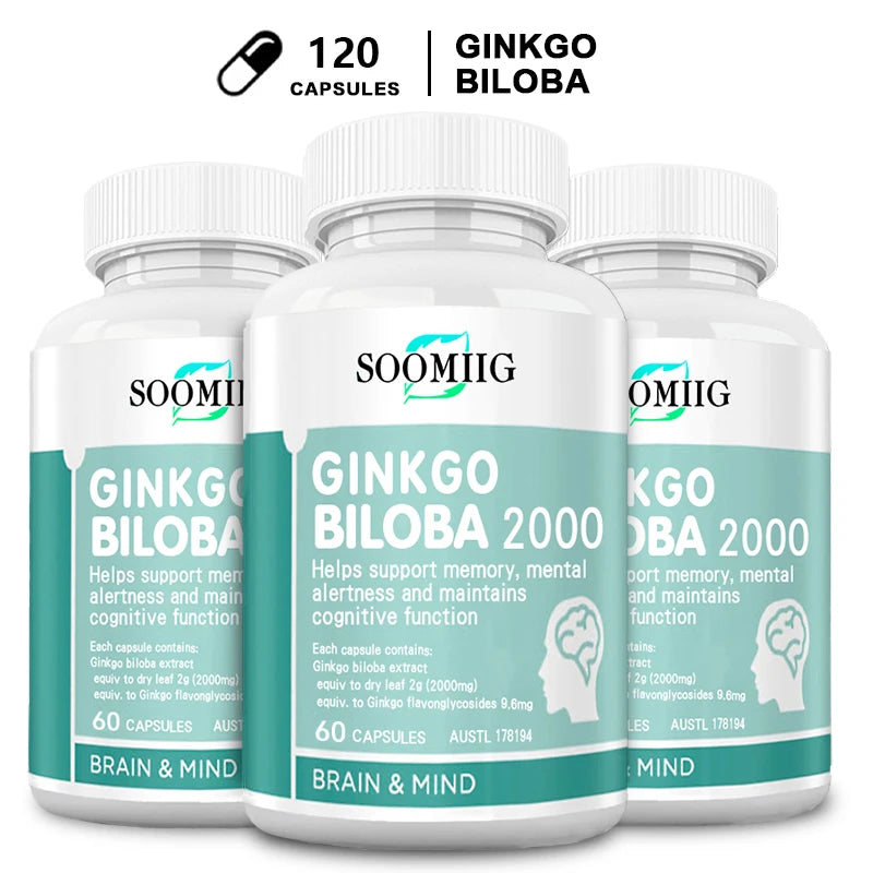 2000mg Ginkgo Biloba Capsules | Memory, Focus & Brain Support