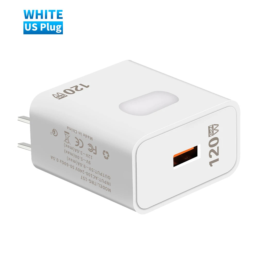 120W GaN Fast Charger USB-C Quick Charge – iPhone & Samsung