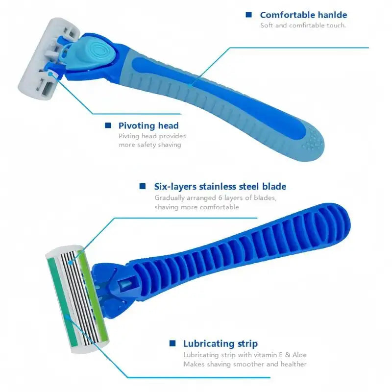 Women's Manual Safety Razor with 6-Layer Steel Replacement Blades