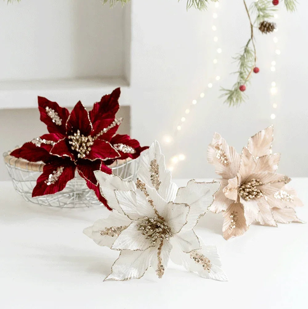 Artificial Christmas Flower Decoration – Layered Petals, 26cm