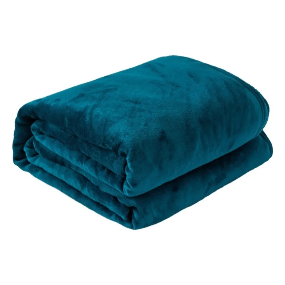 Solid Color Flannel Blanket – Soft Thickened Polyester Throw