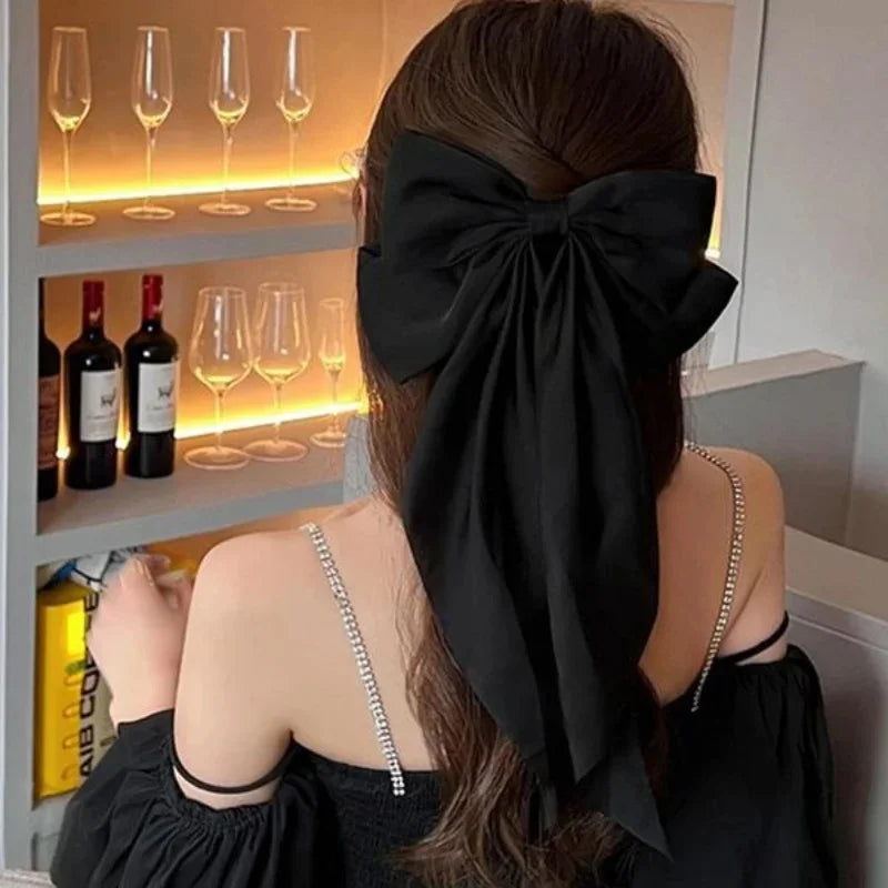 Two Solid Ribbon Bow Hair Clips – Elegant Women's Barrettes Hair Accessories Peaceful Pleasures Health and Wellness