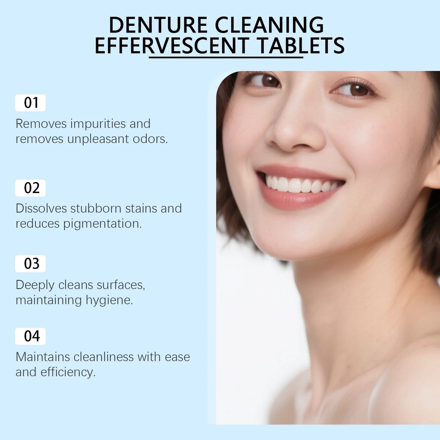Denture Cleaning Effervescent Tablets – Daily Stain Remover