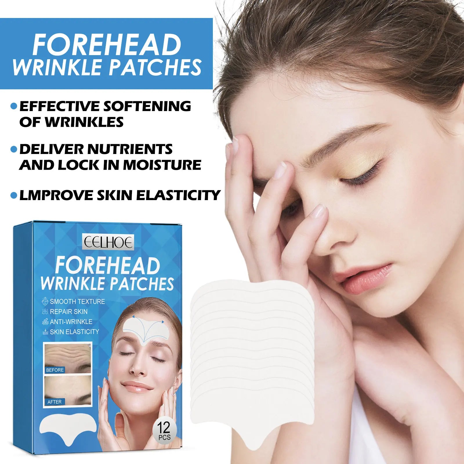 Tightening Forehead Mask Firming Fade Fine Line Reduce Wrinkles Improving Elasticity Repair Anti-Aging Forehead Wrinkle Patches Peaceful Pleasures Health and Wellness