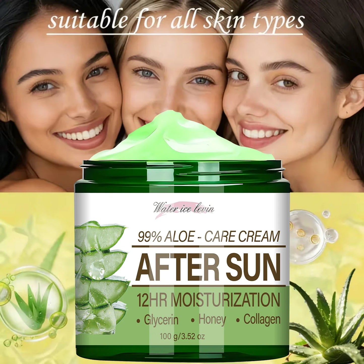 99% Aloe Vera After Sun Cream – 12HR Hydration, Collagen & Glycerin