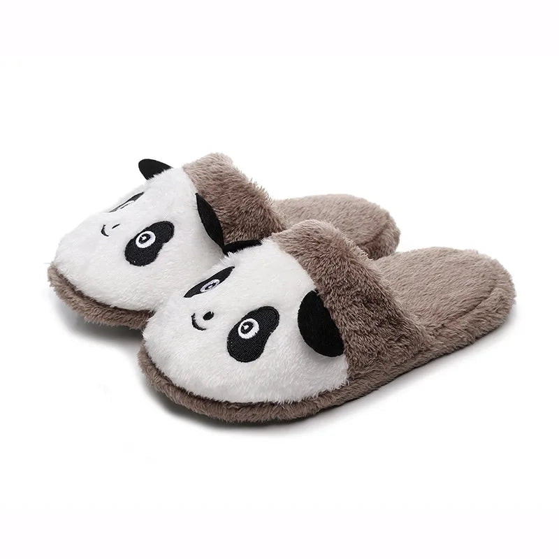 Women's Panda Plush House Slippers | Non-Slip Fleece Winter