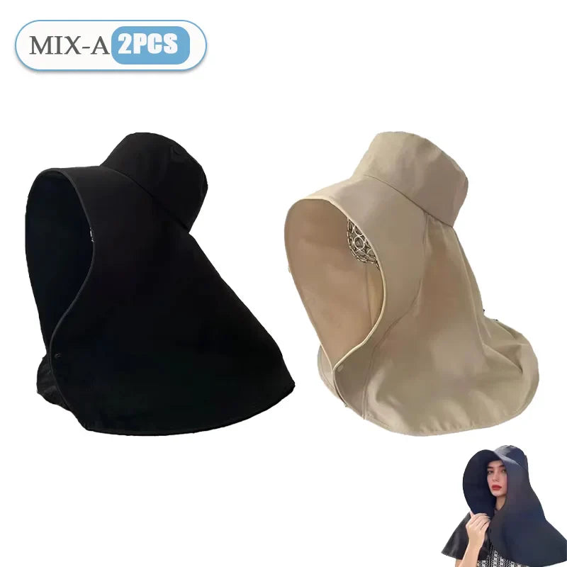 Women's Wide Brim Sun Hat – UV Face Cover & Neck Flap