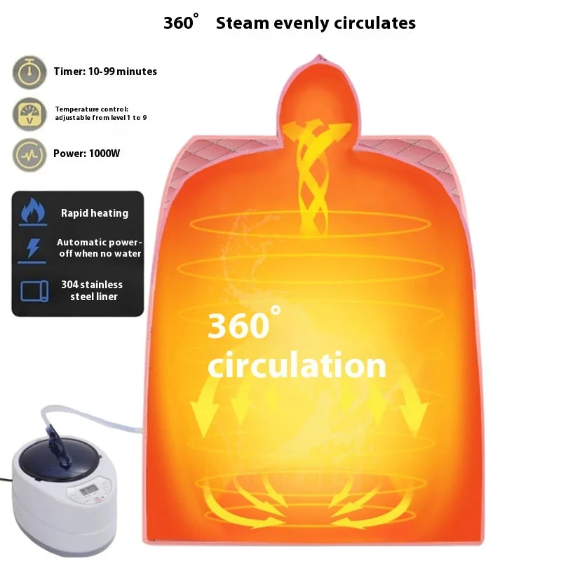 Steam Sauna Home Portable Sauna Spa 2L 1000W STEAM BATH Slimming Household Sauna Box Ease Stainless steel pipe support Peaceful Pleasures Health and Wellness