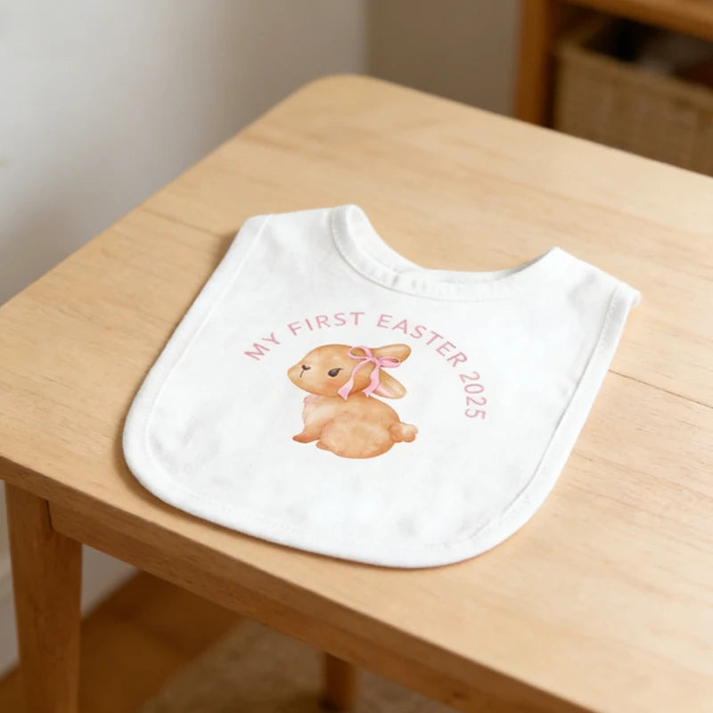 My First Easter 2026 Baby Bib – Bunny Rabbit Keepsake Gift Baby Holiday Bib Peaceful Pleasures Health and Wellness