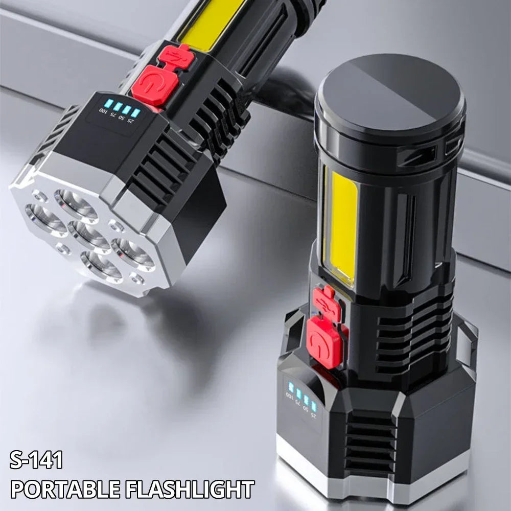 ESMARTER 7LED Rechargeable Flashlight COB Side Light 1000lm