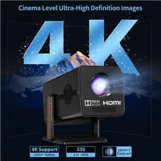 Portable Mini Projector Native 1080P 4K Supported Android 13 230ANSI 16GB RAM Auto Focus WiFi 5 BT5.2 Home Theater Projector Peaceful Pleasures Health and Wellness