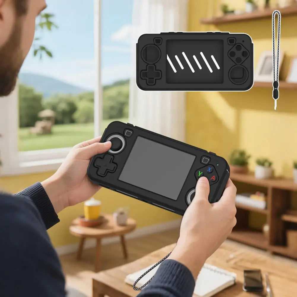 For R36H Silicone Case Flexible Protective Sleeve Anti-Scratch Protective Case Shockproof Handheld Retro Game Console Shell Peaceful Pleasures Health and Wellness