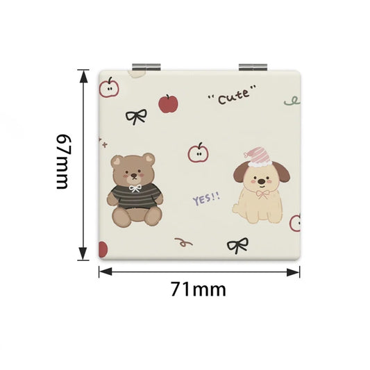 Double-Sided Folding Pocket Mirror – Cute Puppy Bear Design Compact Makeup Mirror Oasis Select