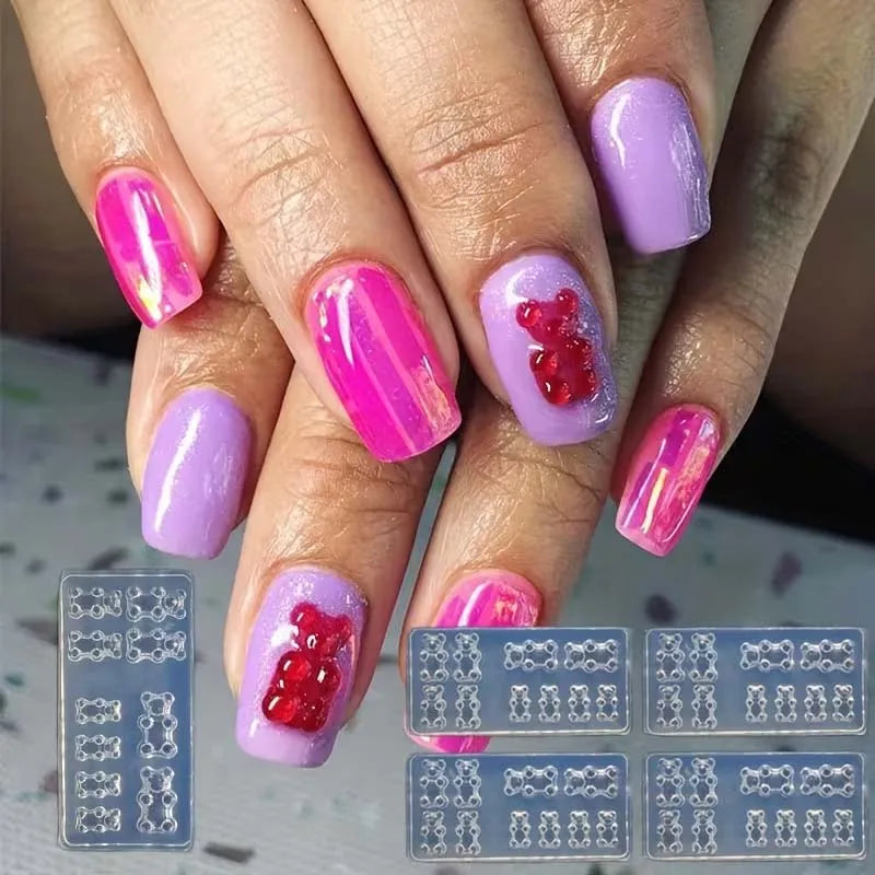 3D Mini Bear Silicone Molds for Resin Jewelry & Nail Art