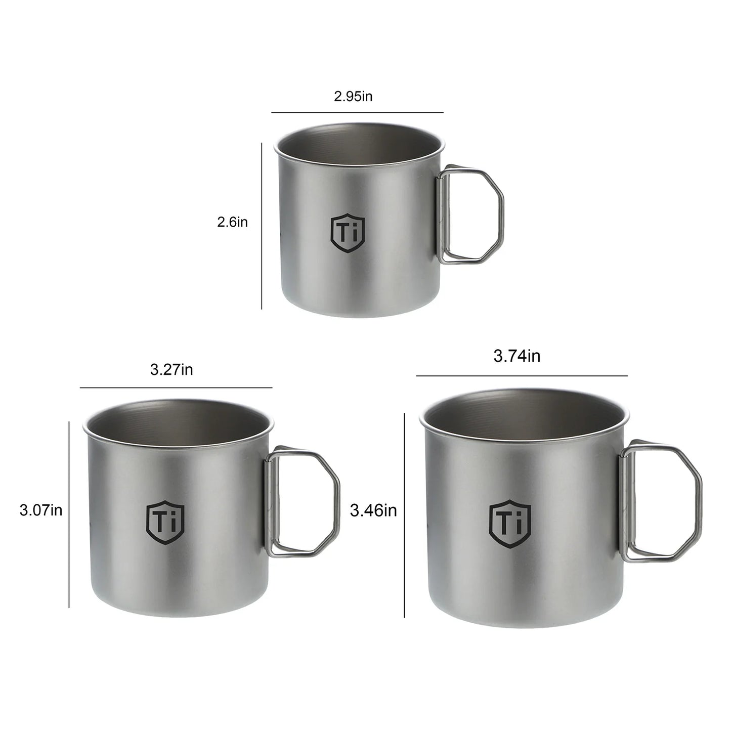 Titanium Alloy Mountainhiker Camping Cups with Foldable Handle Camping Coffee Mug Ultralight for Touring Trips Outdoor Hiking Peaceful Pleasures Health and Wellness
