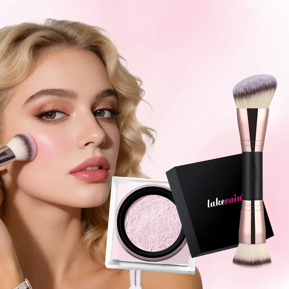 2-Pack Loose Setting Powder & Brush – Matte Oil Control Finish