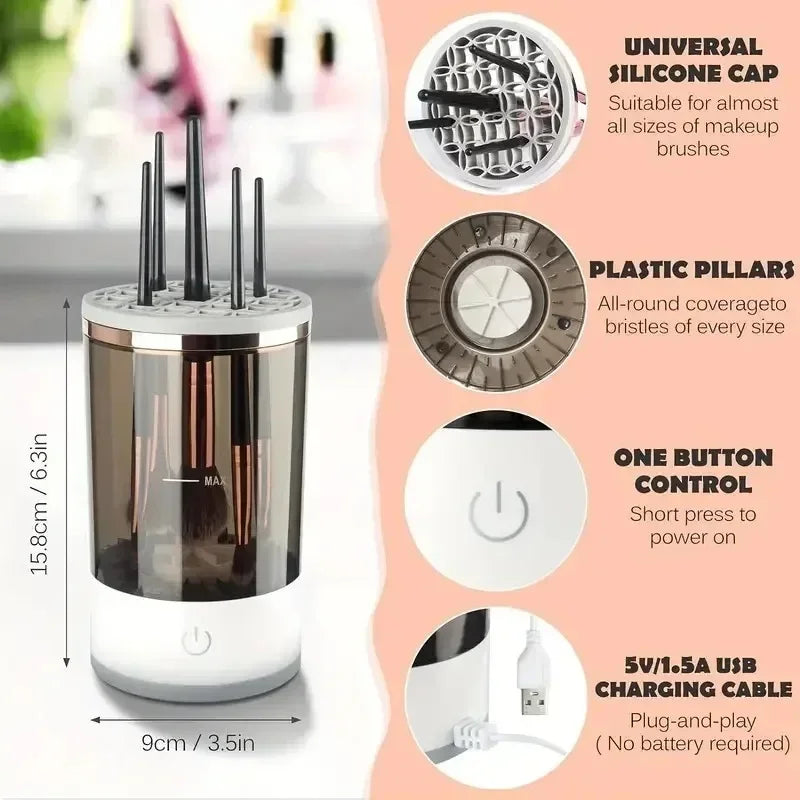 Portable Electric Makeup Brush Cleaner – USB Spinning Dryer