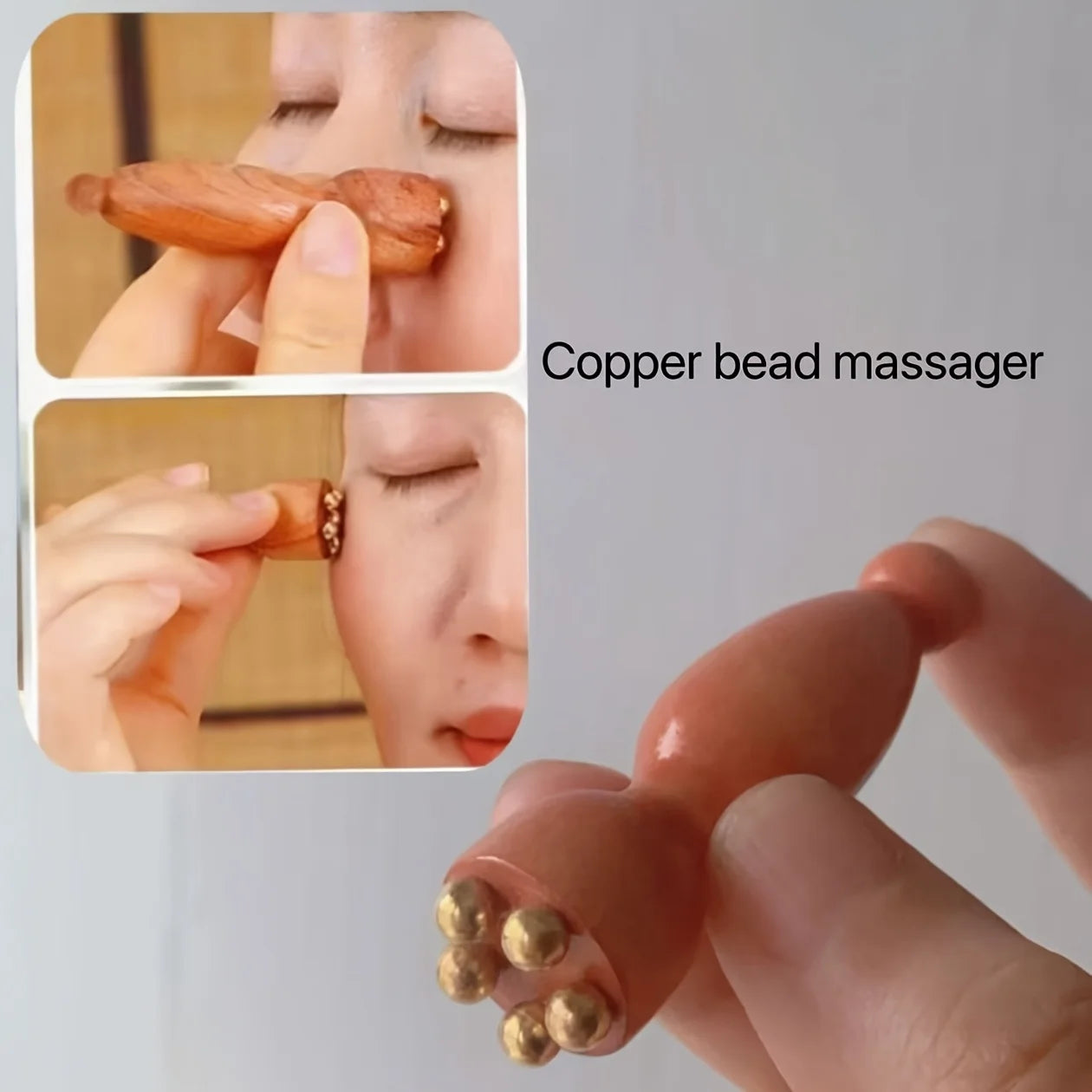 Pure Copper Facial Massager Set, 2-Piece Face Beauty Tools, Pure Copper Eyebrow Tweezers, Essential Skincare Accessories Peaceful Pleasures Health and Wellness