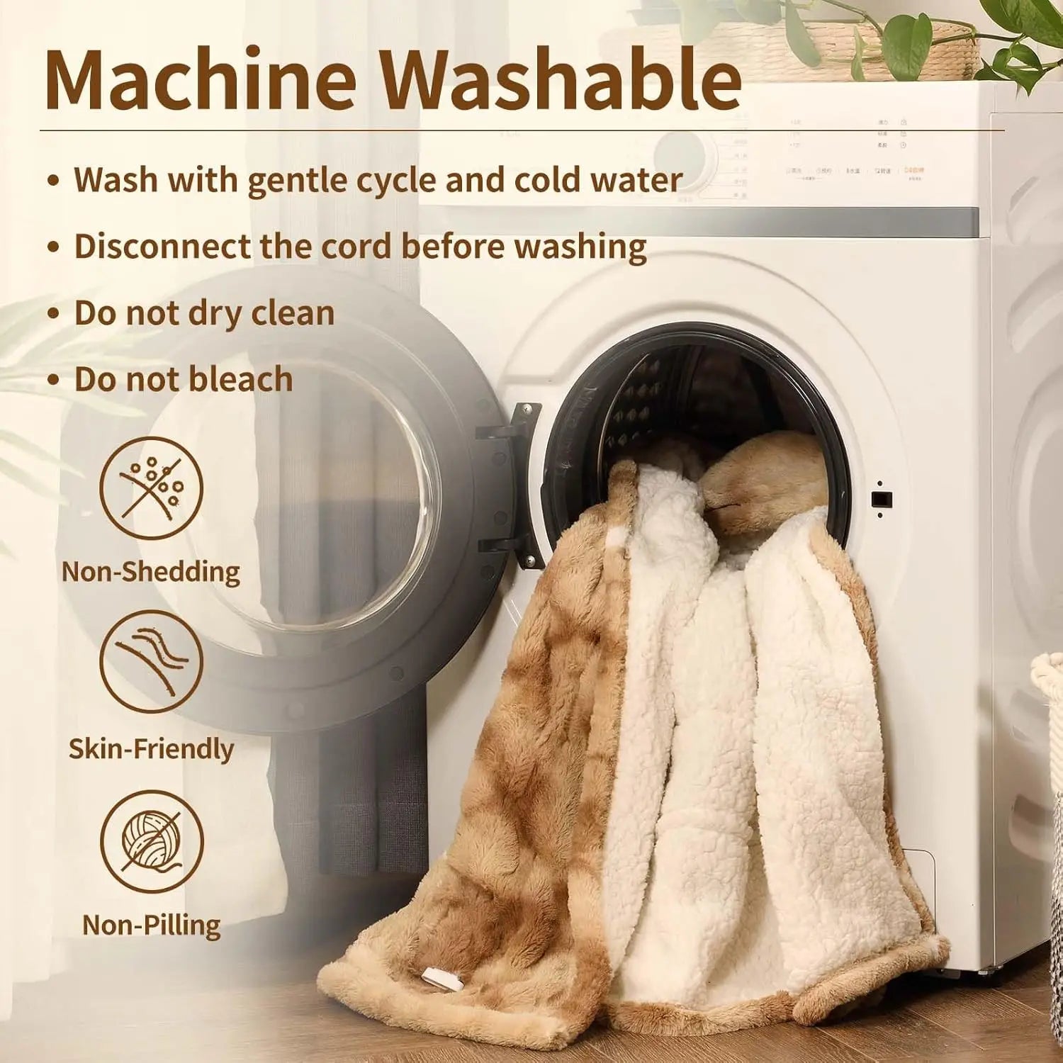 Electric Heated Blanket Twin 62x84" – Faux Fur & Sherpa, ETL Certified Peaceful Pleasures Health and Wellness