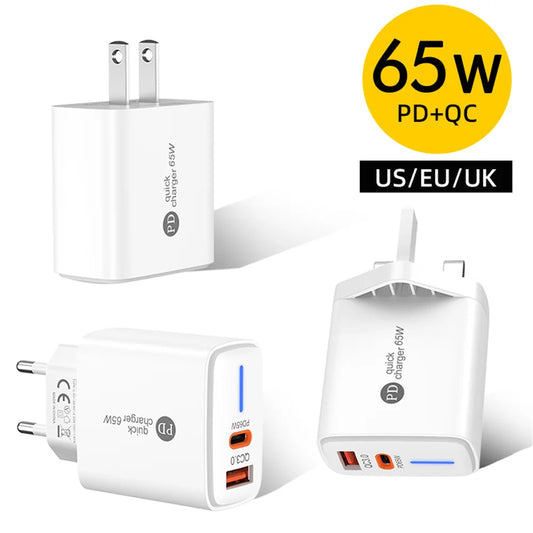 65W USB-C PD 3.0 Fast Charging Wall Adapter | Multi-Port USB-C Wall Charger Peaceful Pleasures Health and Wellness