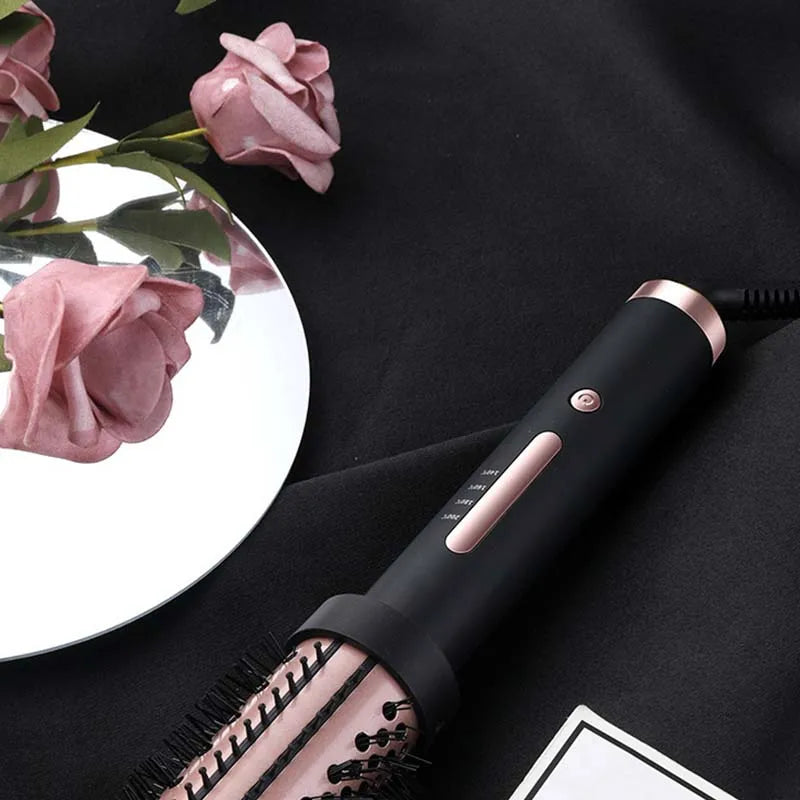 Ceramic Coating Thermal Hair Curler Brush Curling & Straightening 3-in-1 Hair Styling Comb & Blow-Drying Straightener Peaceful Pleasures Health and Wellness