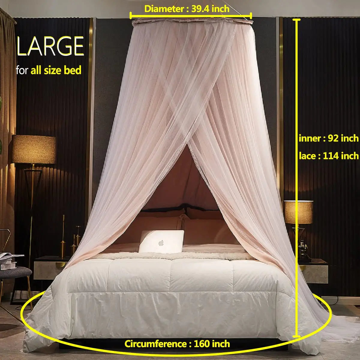 Battilo Bed Canopy for Kids Double Layer Mosquito Net Round Dome Hanging Castle Play Tent Canopy Bed Curtain Children Room Decor Peaceful Pleasures Health and Wellness
