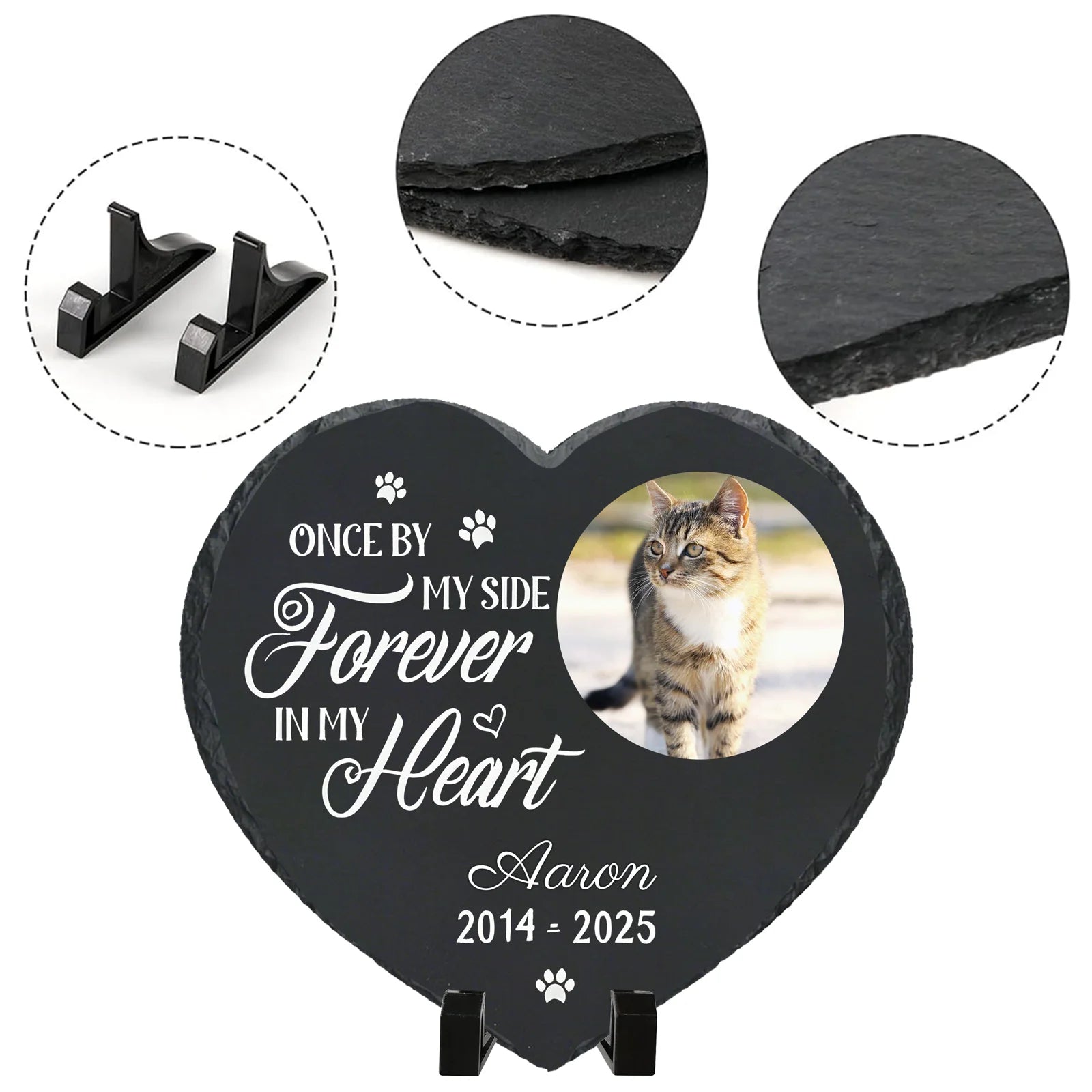 Personalized Pet Memorial Stone,Custom Cat Grave Marke Plaque With Photo&Name,Garden Slate Tombstone Pet Loss Remembrance Gift Peaceful Pleasures Health and Wellness