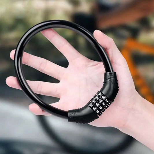 4-Digit Combination Bicycle Cable Lock | Anti-Theft Bike Lock Bicycle Cable Lock Peaceful Pleasures Health and Wellness black