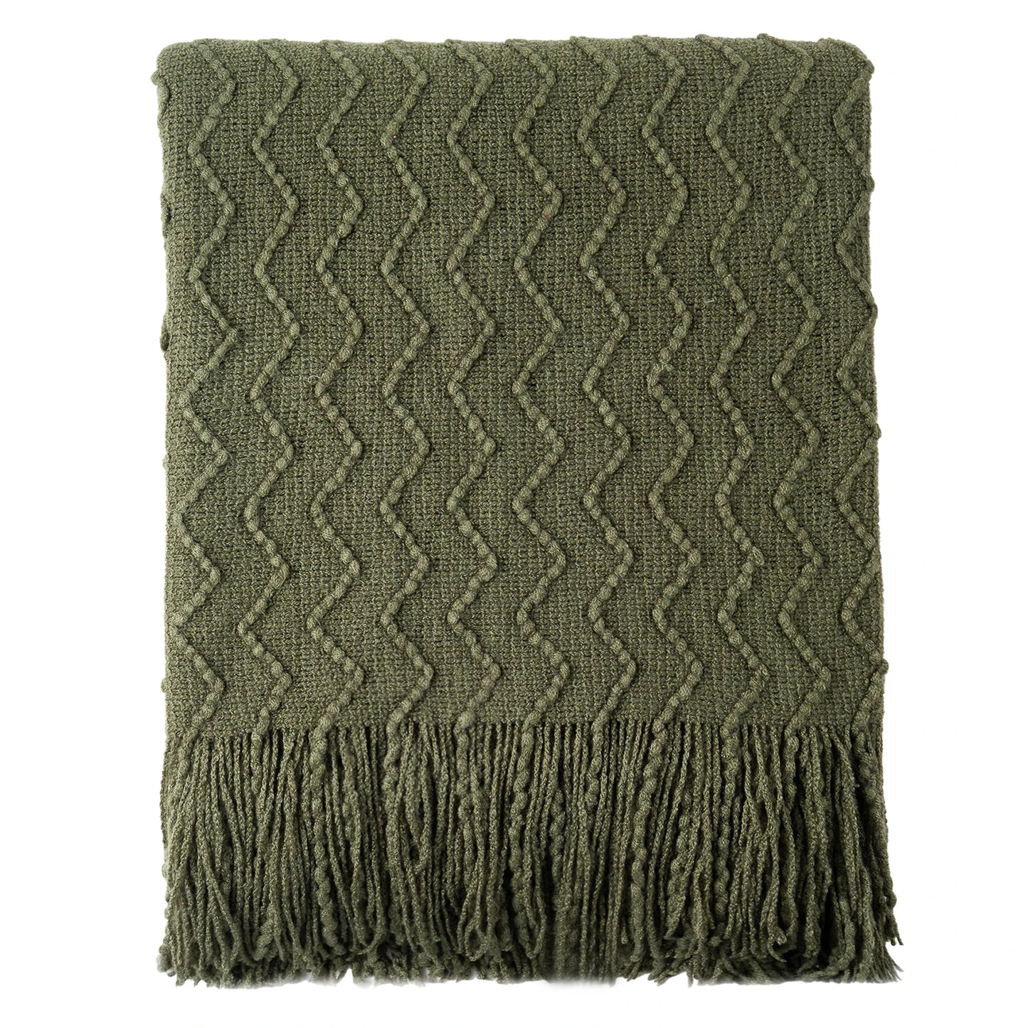 Battilo Green Knit Throw Blanket For Bed Lightweight Sofa Blanket With Tassels Decorative Knitted Plaid Blanket For Spring Decor Peaceful Pleasures Health and Wellness Olive Green 127x152cm