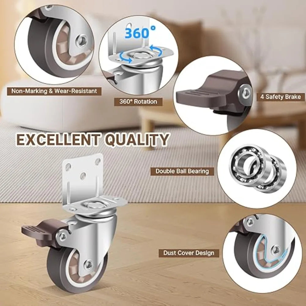 Soft Rubber Swivel Caster Wheels 1–2 Inch | Furniture & Trolleys